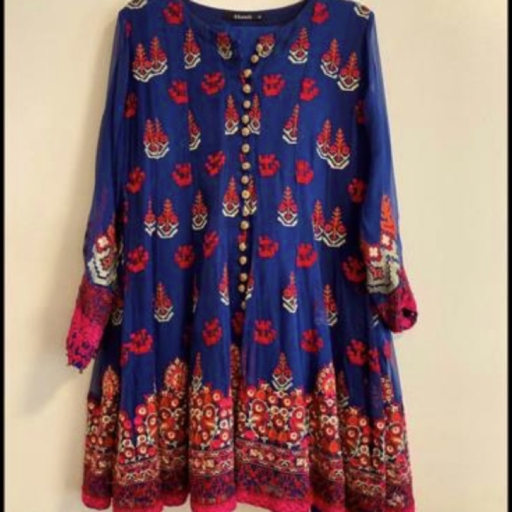 Royal blue flared blouse